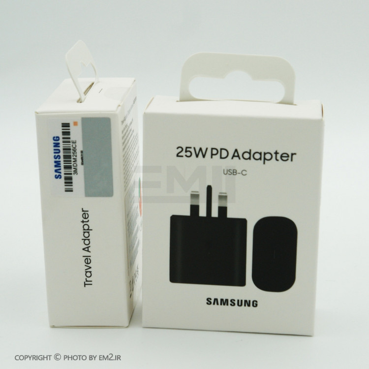 شارژر سامسونگ مدل EP-TA800 25W سه پین اصل+کابل هدیه 2 سر تایپ سی+یک سال گارانتی شرکتی