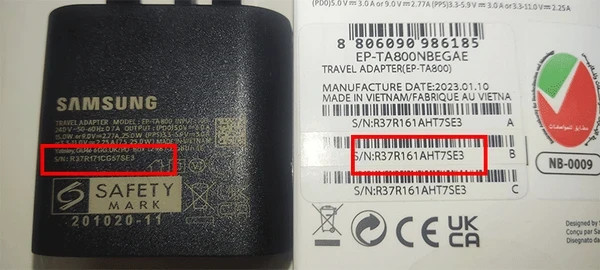 شارژر سامسونگ مدل EP-TA800 25W سه پین اصل+کابل هدیه 2 سر تایپ سی+یک سال گارانتی شرکتی