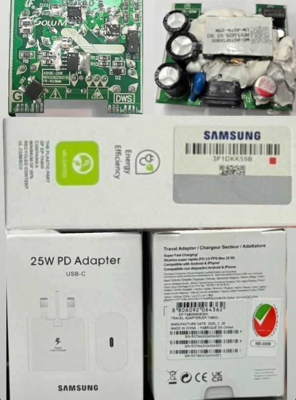 شارژر سامسونگ مدل EP-T2510 25W سه پین اصل+گارانتی شرکتی طلایی