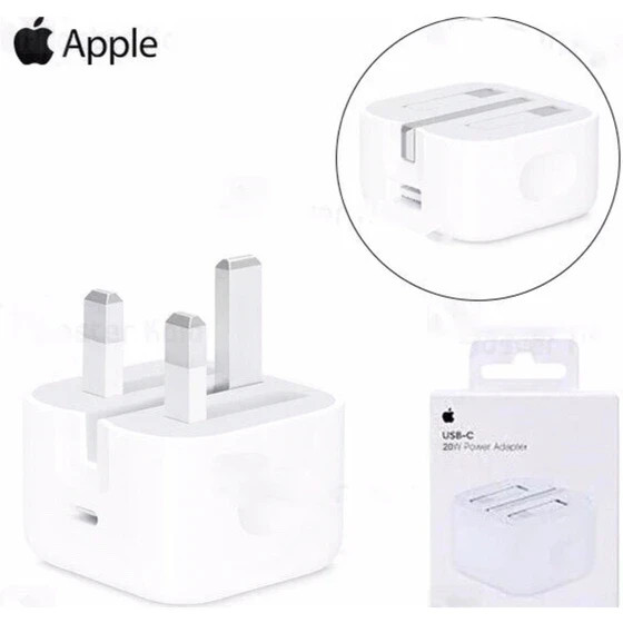 شارژر ۲۰ وات سه پین آیفون اصل__ به شرط تست با دستگاه Jc + یکسال گارانتی شرکتی+کابل هدیه اصلی