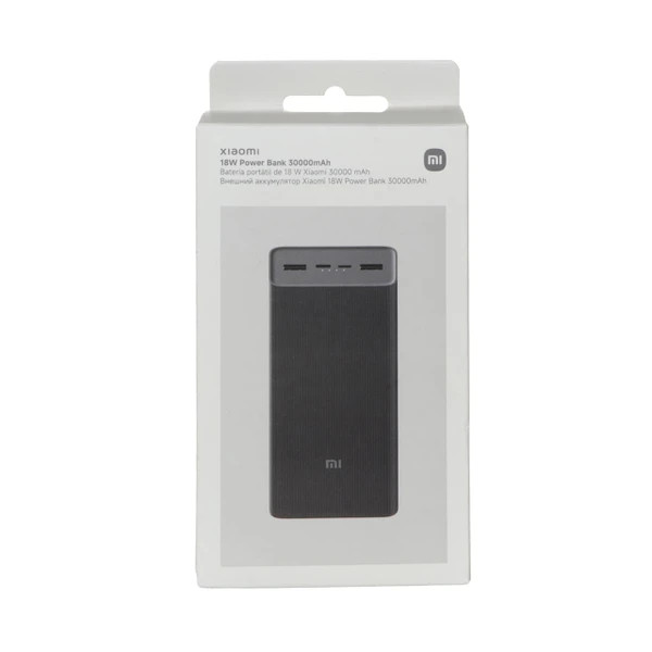 پاوربانک شیائومی نسخه گلوبال اصل مدل Mi PB3018ZM ظرفیت 30000 میلی آمپر +(رنگ مشکی کبریتی)+ شش ماه گارانتی شرکتی