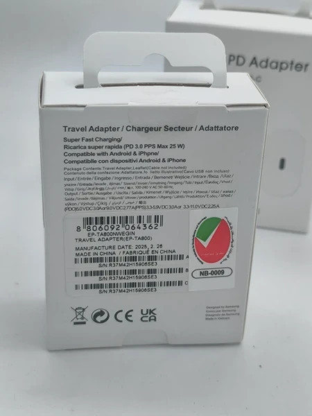 شارژر شارژر سامسونگ اصلی {مناسب A26} مدل EP-T2510 25W سه پین اصل{یک سال گارانتی شرکتی }