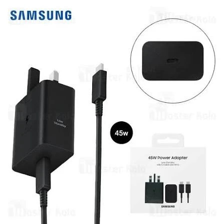 آداپتور 45 وات 3 پین همراه با کابل ۱.۸ متری اورجینال مدل EPT4511 سامسونگLow standby اصل nfc فعال