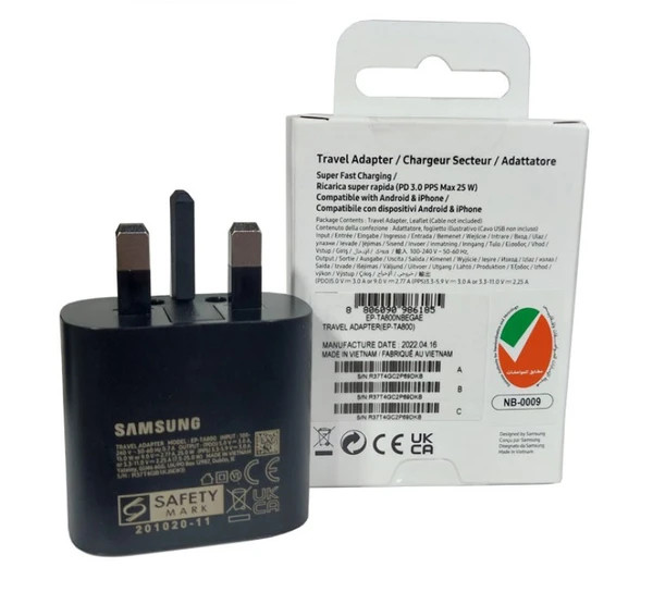 شارژر سامسونگ مدل EP-TA800 توان 25 وات سه پین