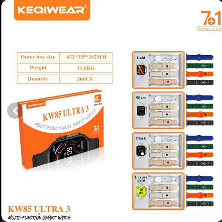 ساعت هوشمند کیوکر مدل KW85 Ultra3 با ۷ بند