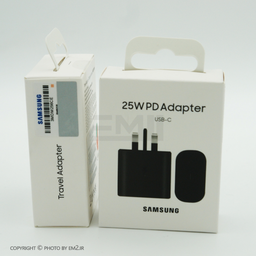 شارژر سامسونگ مدل EP-TA800 25W سه پین اصل+کابل هدیه 2 سر تایپ سی+یک سال گارانتی شرکتی